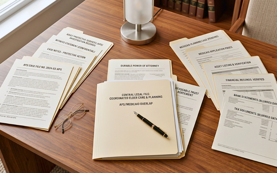 Legal and financial documents organized for APS and Medicaid planning